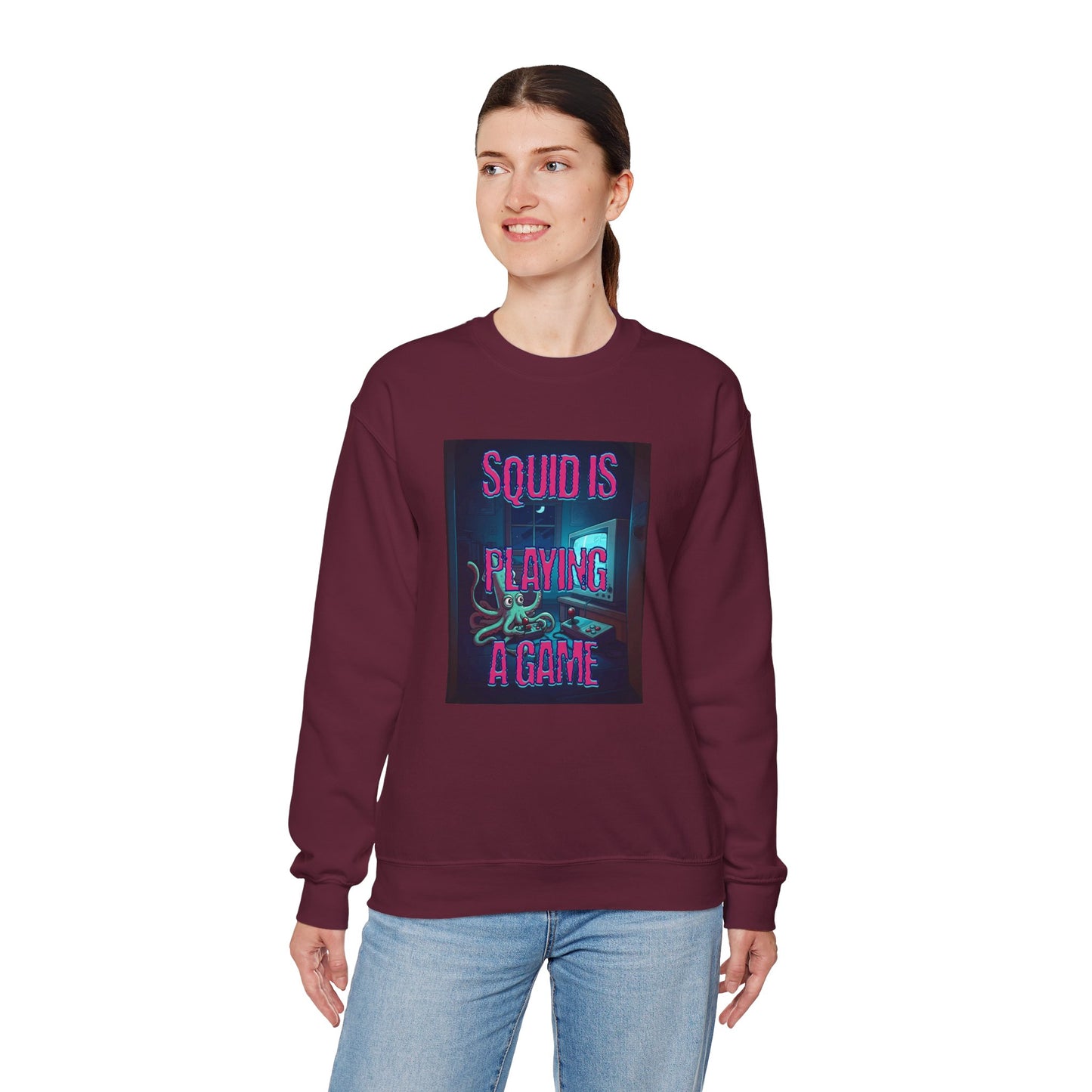 Squid is playing a game Unisex Heavy Blend™ Crewneck Sweatshirt - StyleMZ