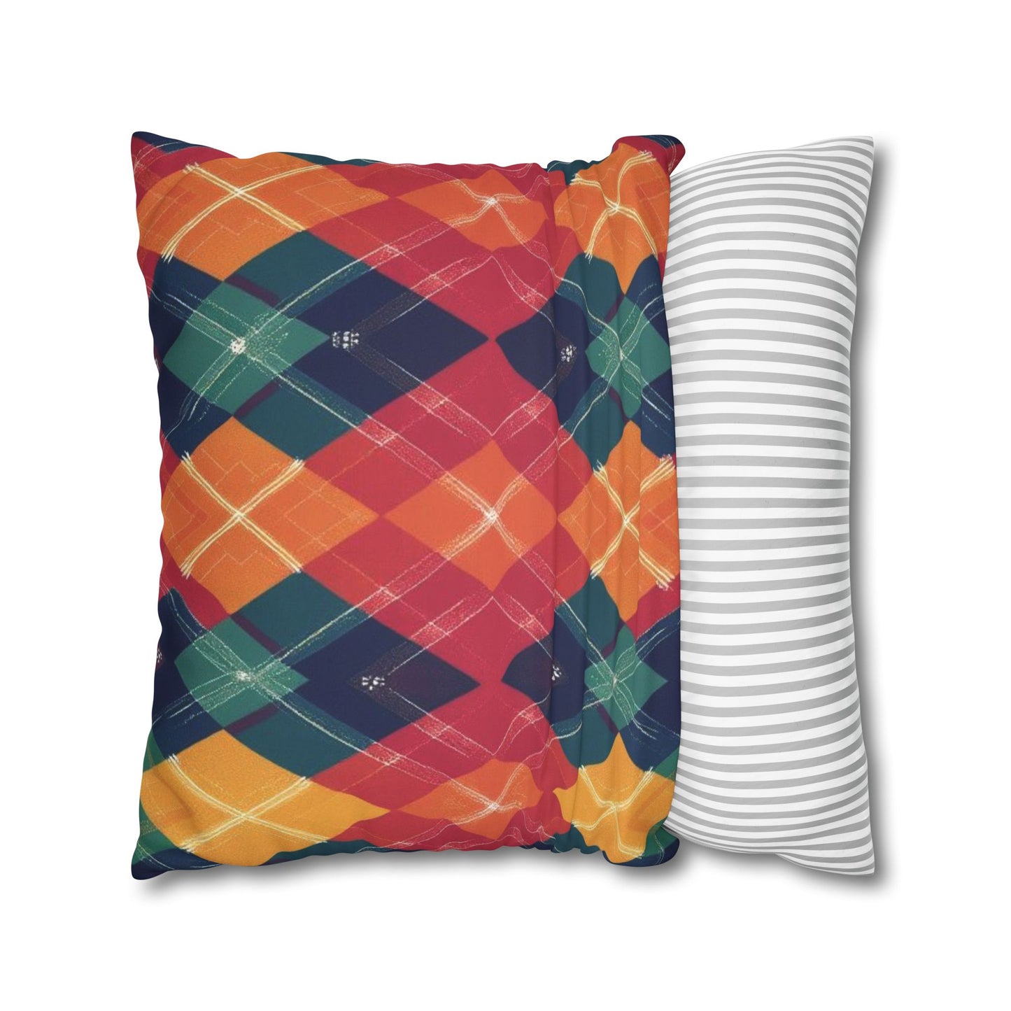 Festive Firelight Plaid Faux Suede Square Pillowcase - StyleMZ