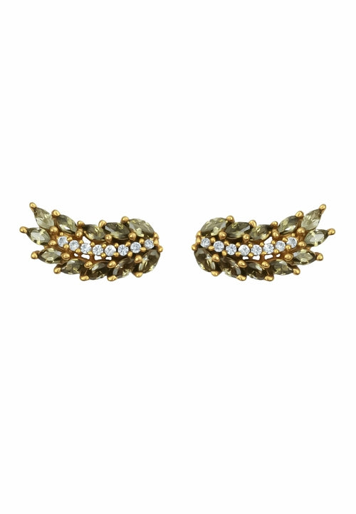 Cruise Wings Earrings with Zirconia Stones and Gold Plating