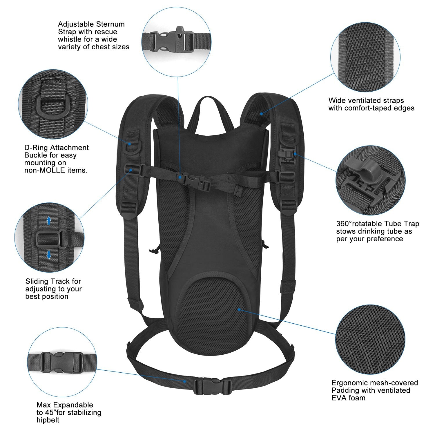 Tactical Hydration Backpack with 2.5L Bladder and Thermal Insulation - Stylemz