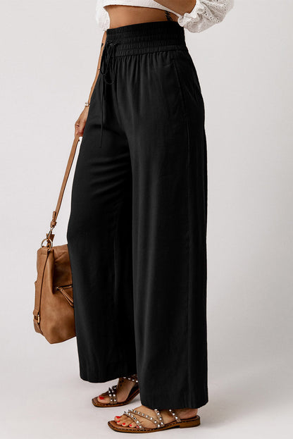 Kenzie Drawstring Elastic Waist Wide Leg Pants for Comfort