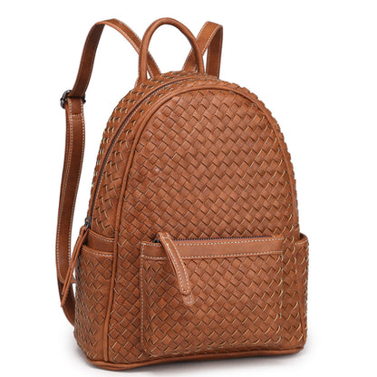 Woven Backpack Purse for Women Camel Vegan Leather MT1086-13 BR