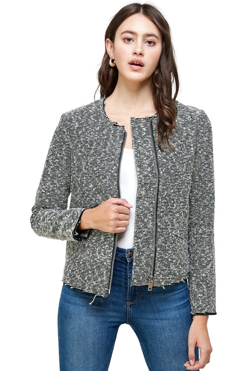 Textured Zip-Up Jacket – Casual Elegance - Stylemz