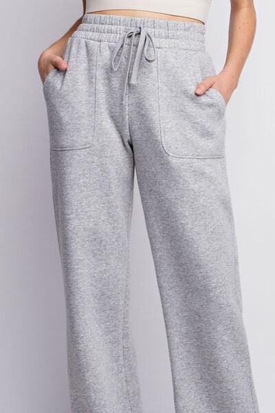 Faith Apparel Full Size Drawstring Straight Leg Sweatpants