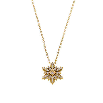 Stainless Steel Inland Zircon Snowflake Necklace