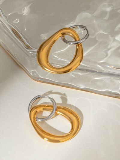 18K Gold-Plated Earrings - Asymmetrical 18K Gold-Plated Stainless - Stylemz