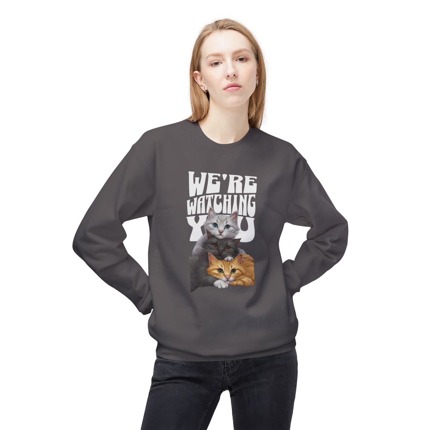 Korea -  We're watching you Unisex Midweight Softstyle Fleece Crewneck Sweatshirt  - StyleMZ