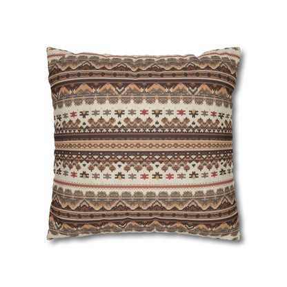 Warm Nordic Knit  Faux Suede Square Pillowcase - StyleMZ