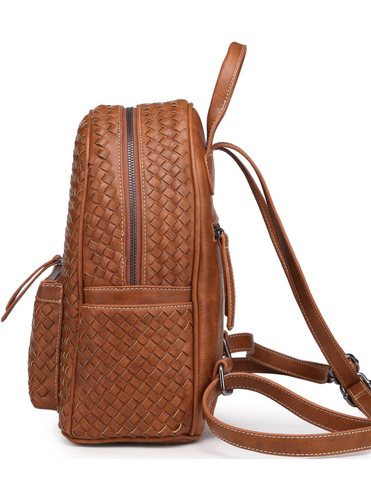 Woven Backpack Purse for Women Camel Vegan Leather MT1086-13 BR