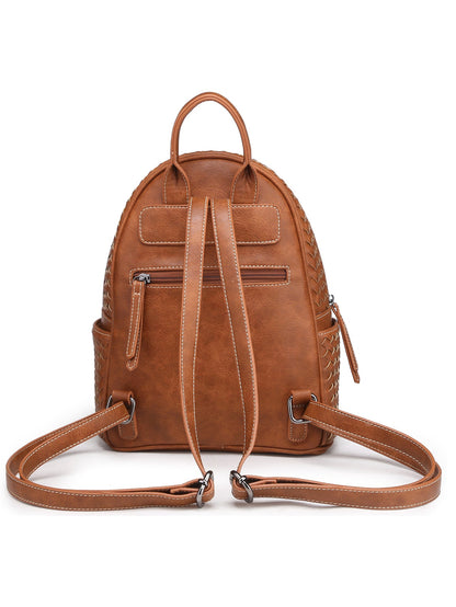 Woven Backpack Purse for Women Camel Vegan Leather MT1086-13 BR