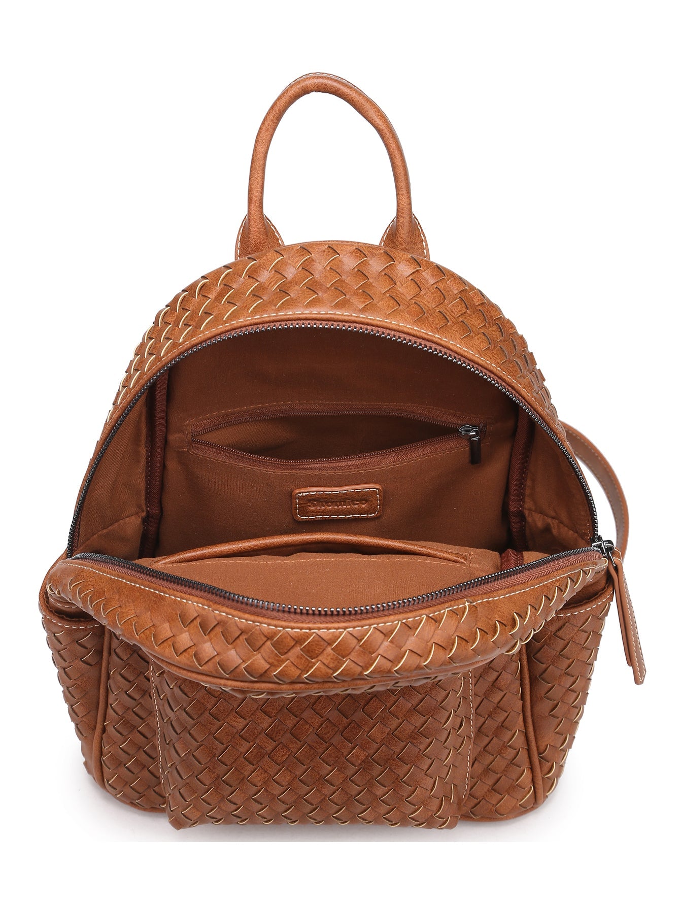 Woven Backpack Purse for Women Camel Vegan Leather MT1086-13 BR