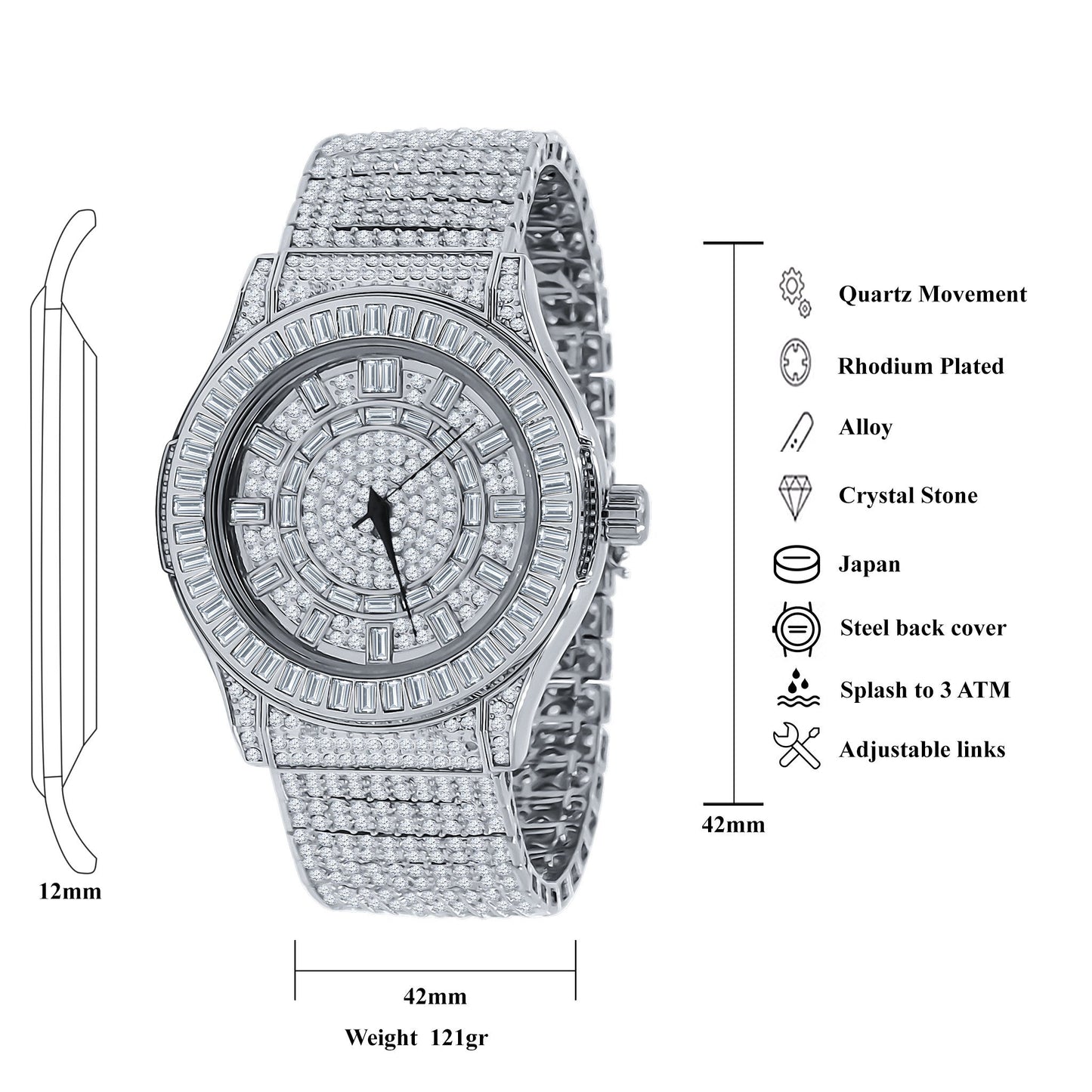 GALLANT CZ Watch | 5110331 - Stunning Rhodium Finish