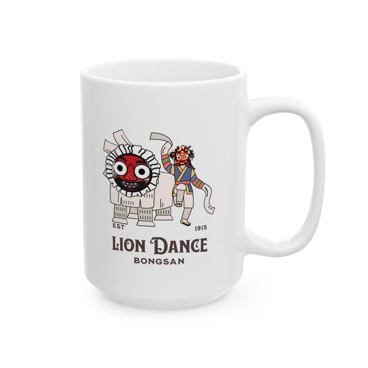 Taza de cerámica con la danza del león de Corea (11 oz, 15 oz) - StyleMZ 