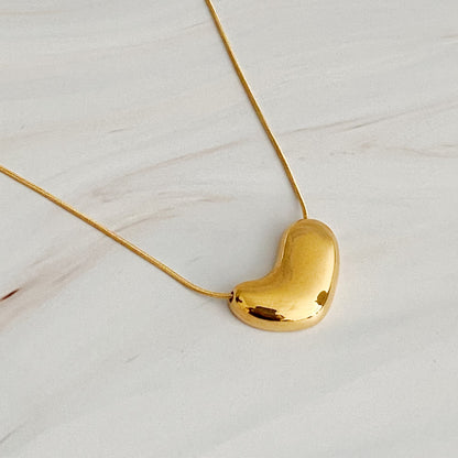 Bold Molten Heart Necklace in 18k Gold Plated Steel