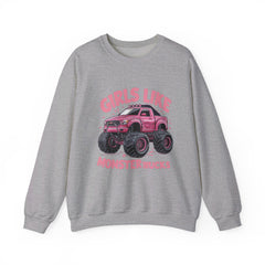 Corea - Sudadera unisex con cuello redondo Heavy Blend™ de las chicas a las que les gustan los camiones monstruo - StyleMZ 