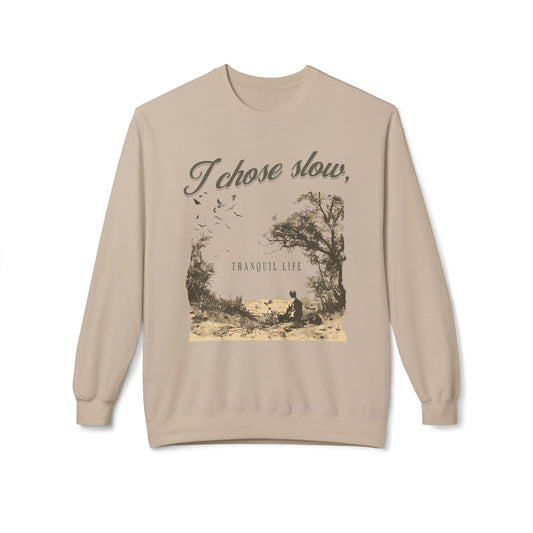 Korea -  Slow tranquil life Unisex Midweight Softstyle Fleece Crewneck Sweatshirt  - StyleMZ