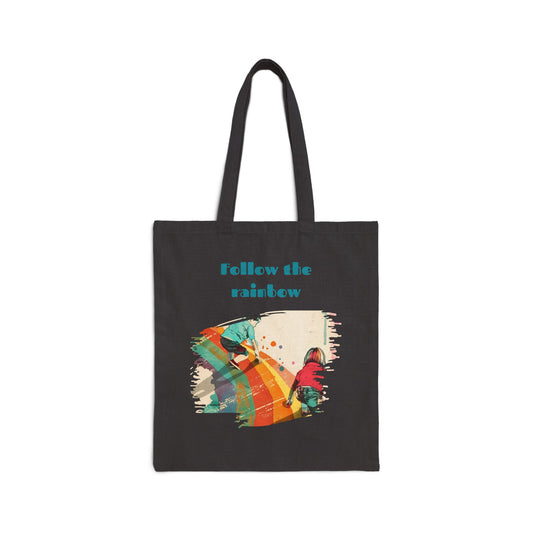 Korea -  Follow the rainbow! Cotton Canvas Tote Bag  - StyleMZ