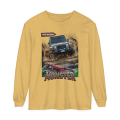 Korea -  Monster car Unisex Garment-dyed Long Sleeve T-Shirt  - StyleMZ