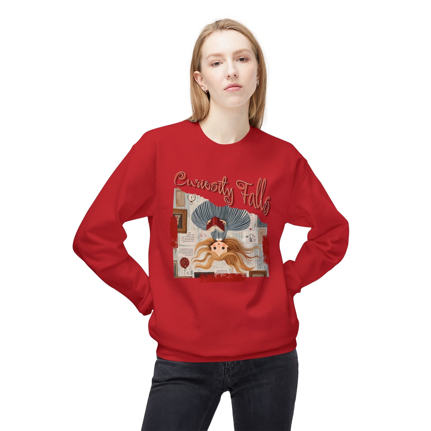 Korea -  Curiosity falls Unisex Midweight Softstyle Fleece Crewneck Sweatshirt  - StyleMZ