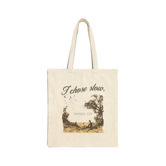 Slow tranquil life Cotton Canvas Tote Bag - StyleMZ - Stylemz