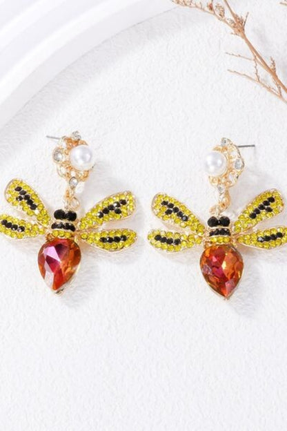 Natural Stone Bee Dangle Earrings - Stylemz