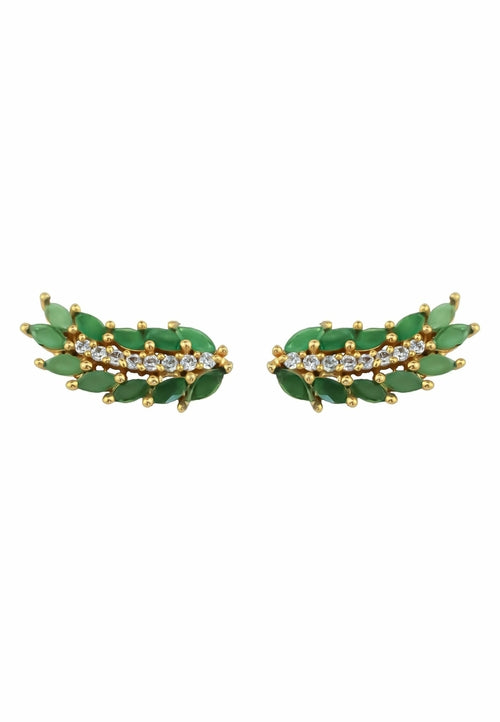 Cruise Wings Earrings with Zirconia Stones and Gold Plating