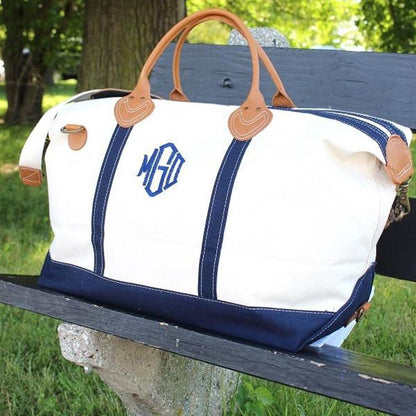 Stylish Weekender Duffel with Leather Trim and Personalization