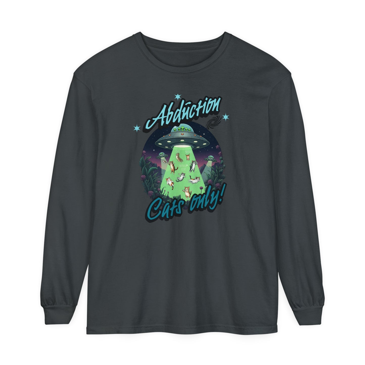 Korea -  Abduction cats only! Unisex Garment-dyed Long Sleeve T-Shirt  - StyleMZ