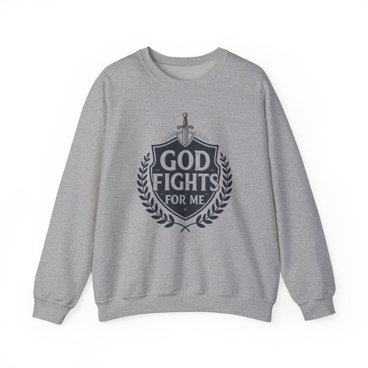 God fights for me Unisex Heavy Blend™ Crewneck Sweatshirt