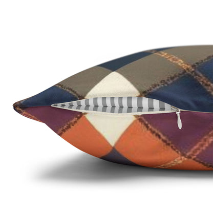 Warm Harvest Argyle Spun Polyester Square Pillowcase - StyleMZ