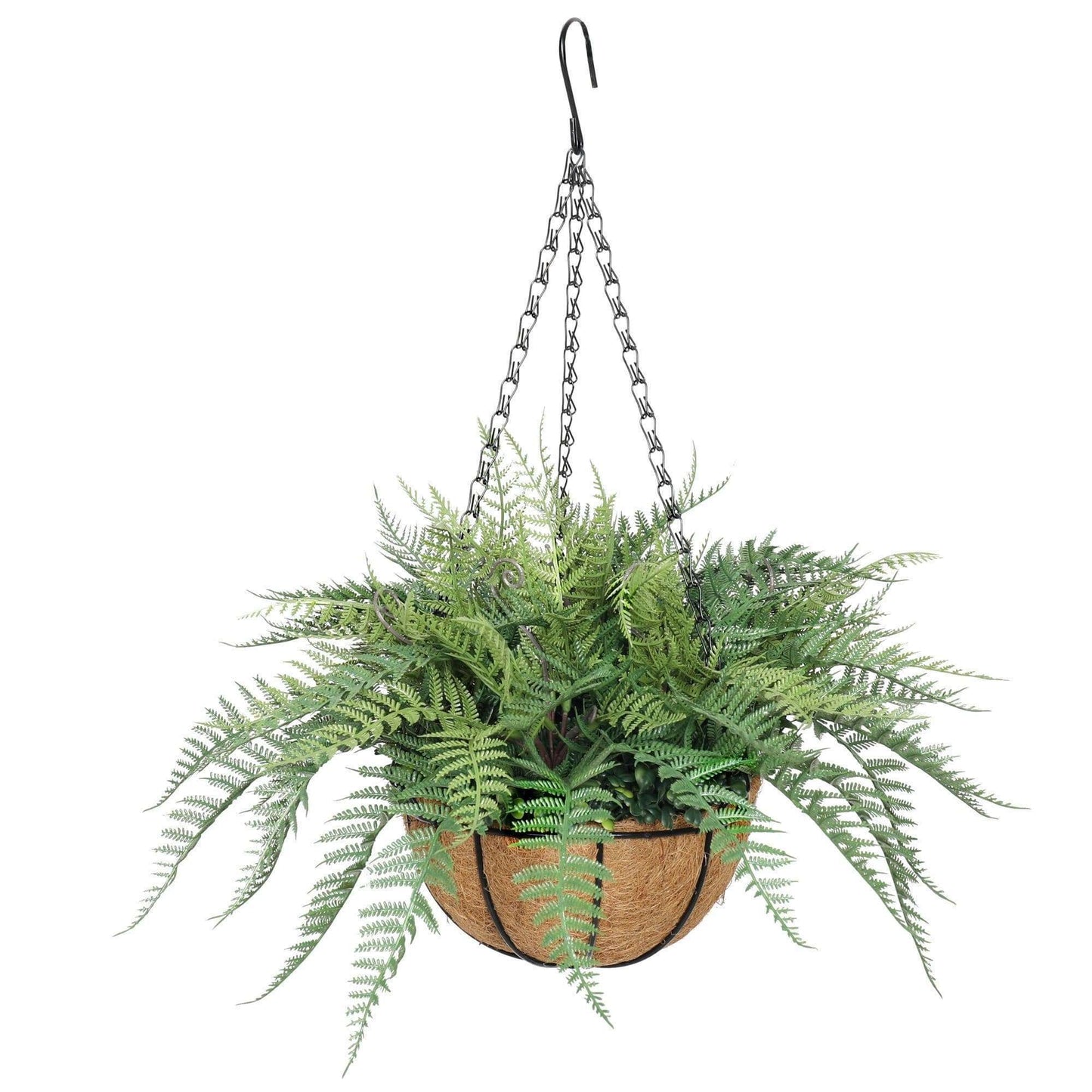 55cm UV Potted Fern Artificial Hanging Basket for Indoors Outdoors