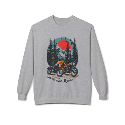 Ride the wild roads Unisex Midweight Softstyle Fleece Crewneck Sweatshirt - StyleMZ - Stylemz