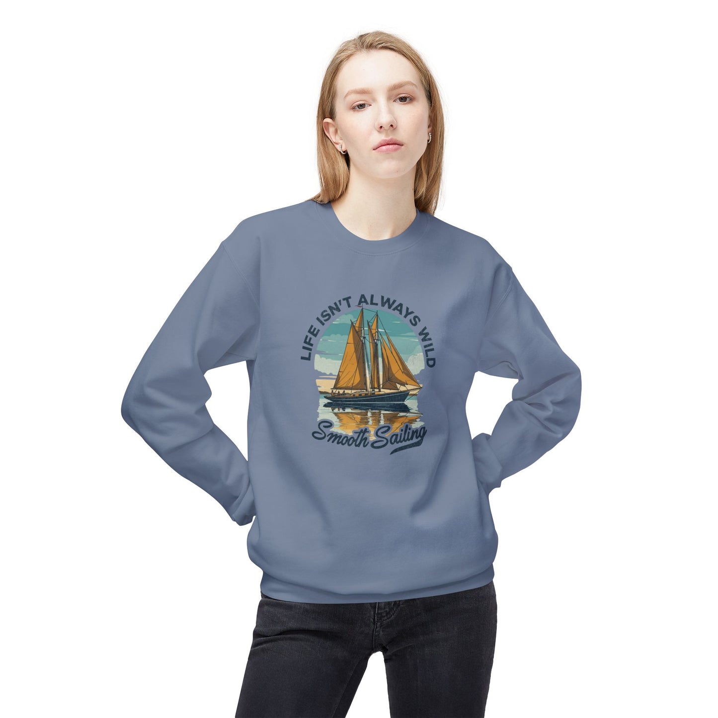 Smooth sailing Unisex Midweight Softstyle Fleece Crewneck Sweatshirt  - Korea  - StyleMZ