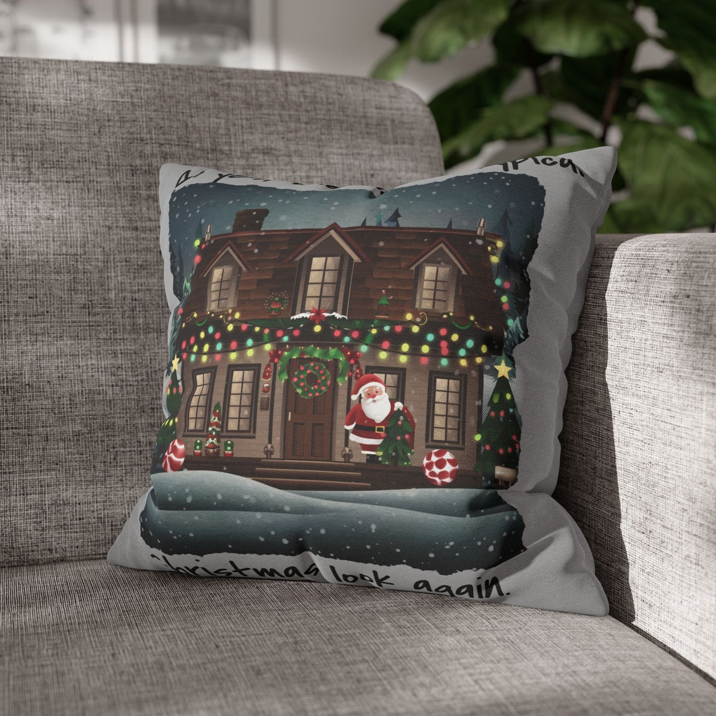 Ah yes, the classic typical Christmas look again Spun Polyester Square Pillowcase - StyleMZ