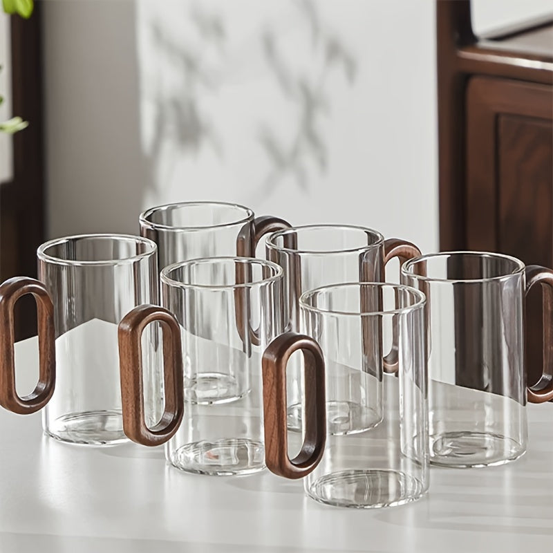 Ecofriendly Glass Mug Set with Dark Walnut Handle - Stylemz