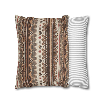 Warm Nordic Knit  Faux Suede Square Pillowcase - StyleMZ