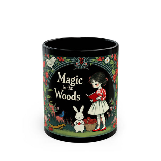 Taza negra Magia en el bosque (11 oz, 15 oz) - Corea - StyleMZ 