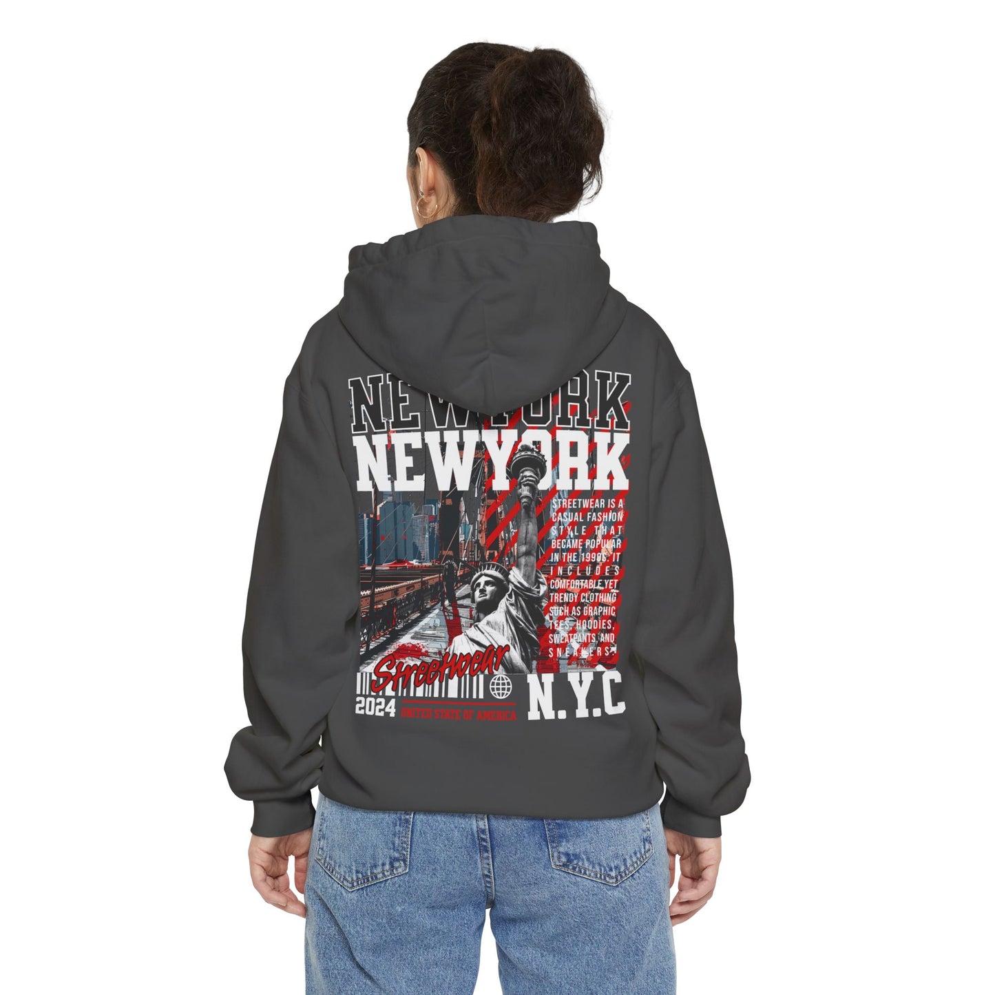 New York Streetwear Unisex Garment-Dyed Hoodie - StyleMZ