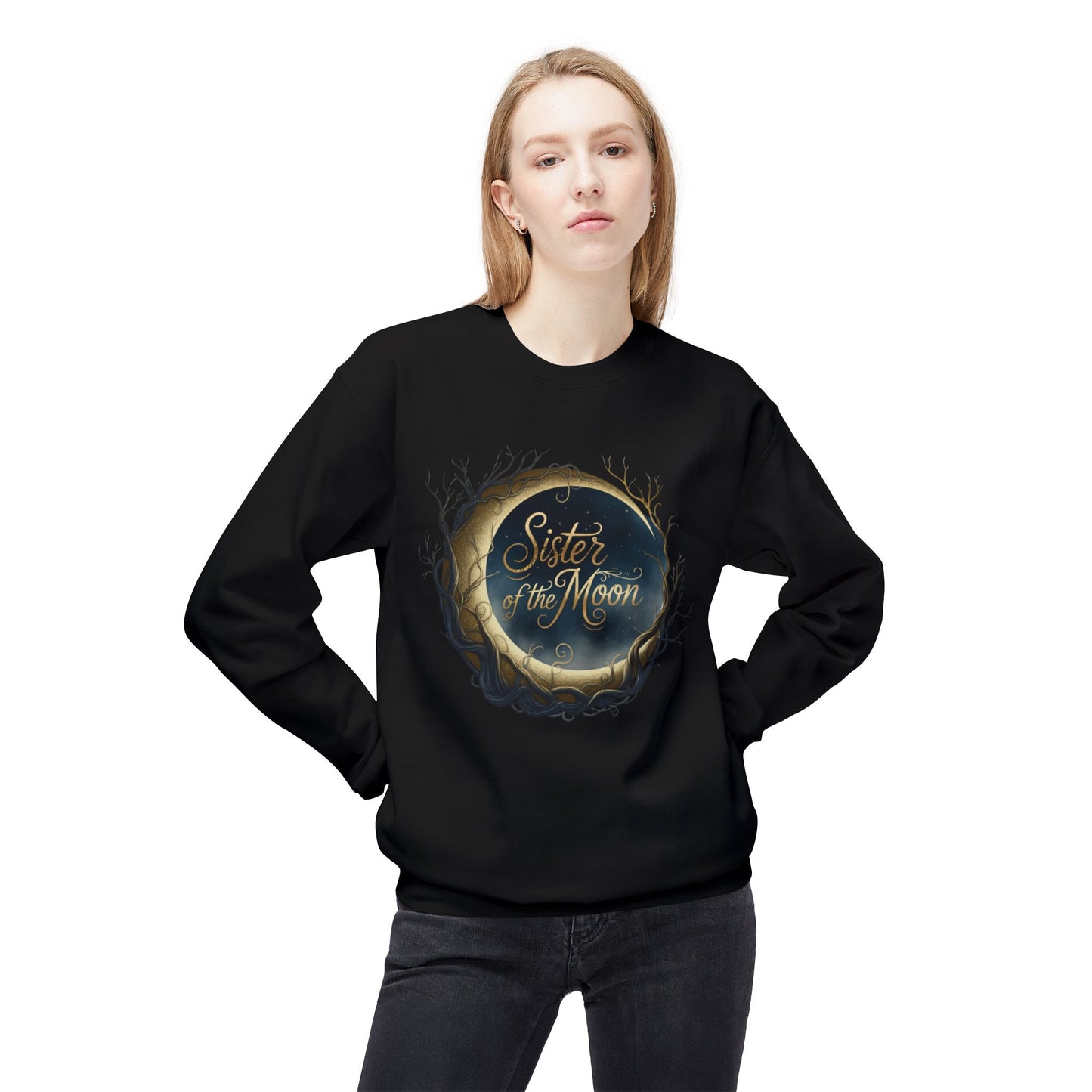 Sister of the moon Unisex Midweight Softstyle Fleece Crewneck Sweatshirt - StyleMZ - Stylemz