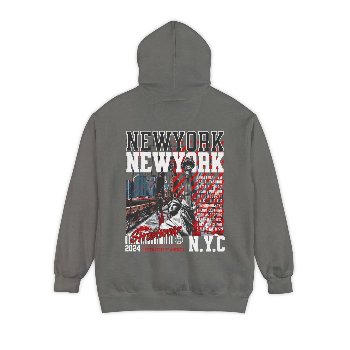 New York Streetwear Unisex Garment-Dyed Hoodie - StyleMZ