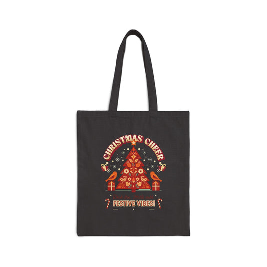 Christmas Cheer Cotton Canvas Tote Bag - StyleMZ