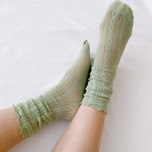 Slouch Crochet Lace Socks Set Of 2 for Elegant Comfort