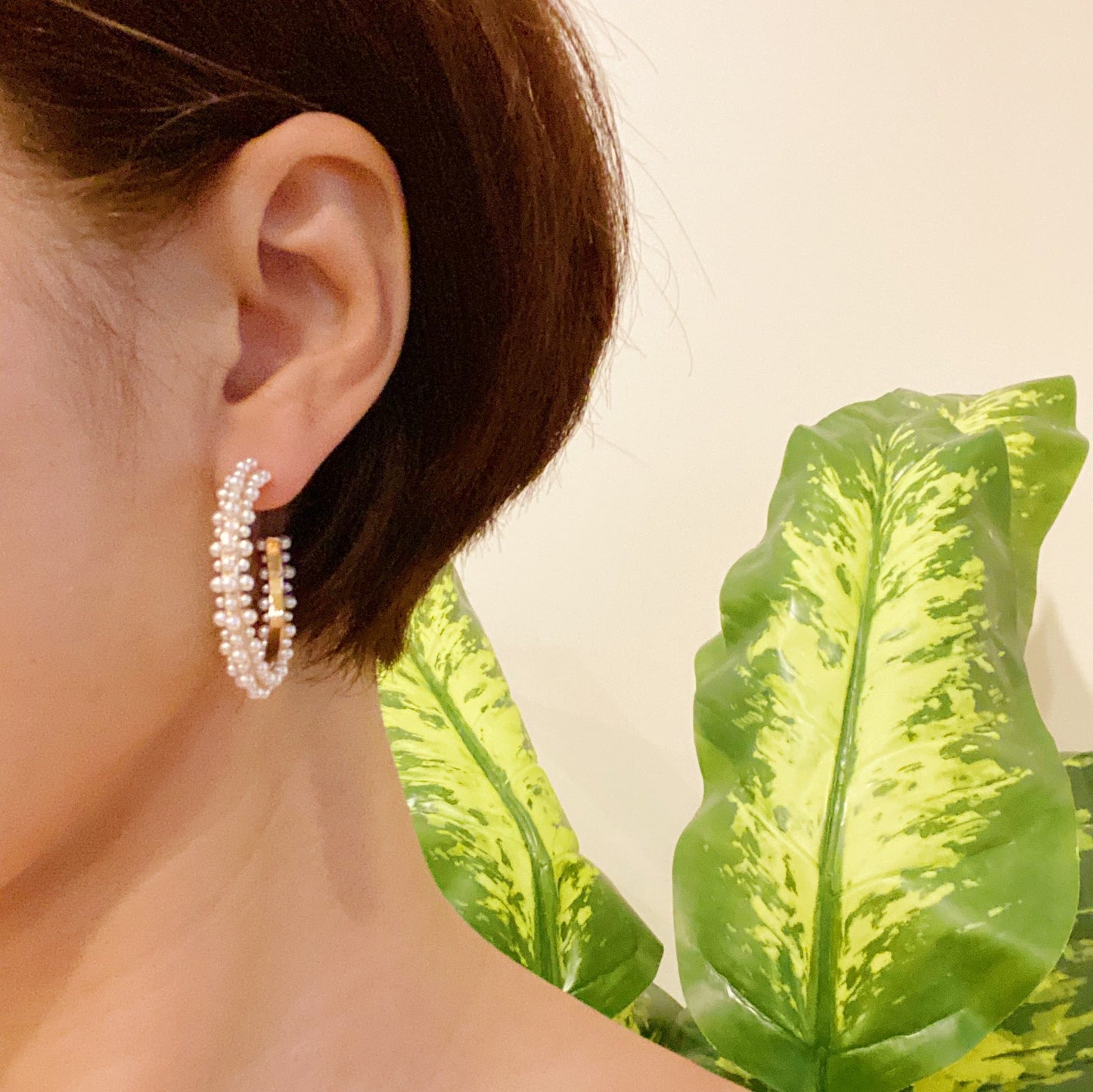 Delicate Pearl Deco Hoop Earrings for Everyday Elegance