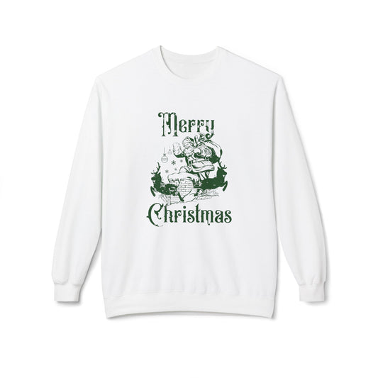 StyleMZ - Sudadera unisex de cuello redondo de polar suave y de peso medio con mensaje "Merry Christmas" - StyleMZ 