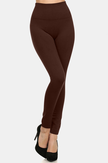 Yelete Full Size Seamless Fleece Lined Leggings for Comfort