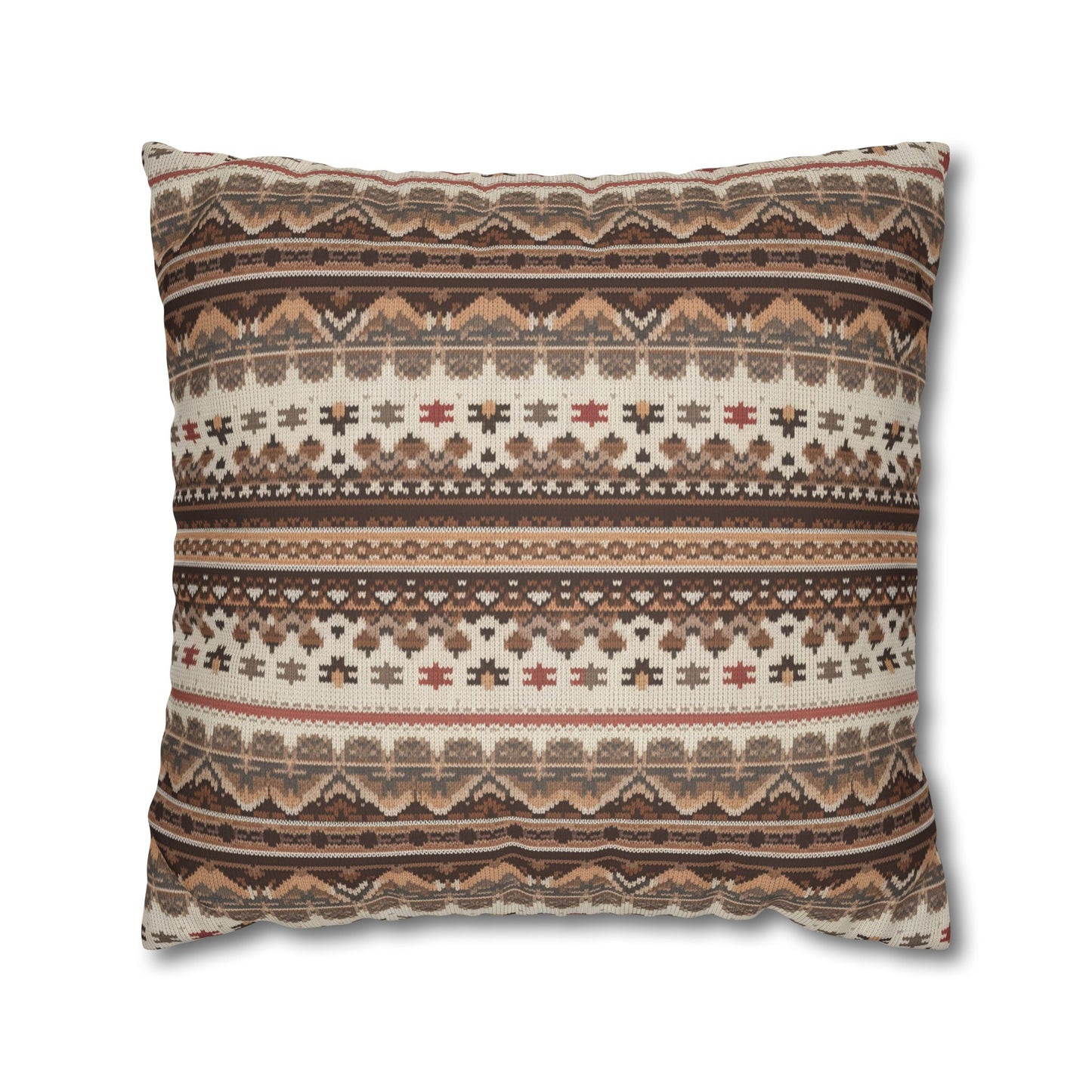 Warm Nordic Knit  Faux Suede Square Pillowcase - StyleMZ