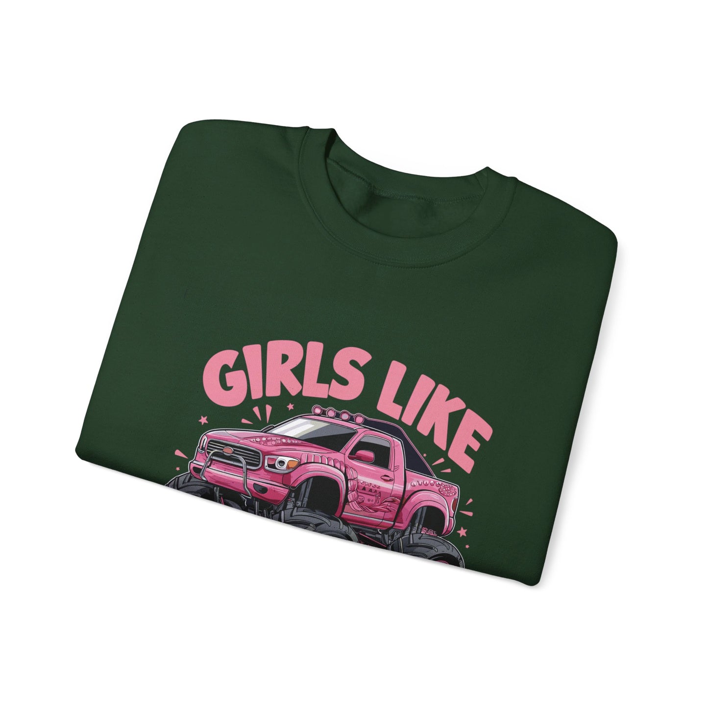 Korea -  Girls like monster trucks Unisex Heavy Blend™ Crewneck Sweatshirt  - StyleMZ