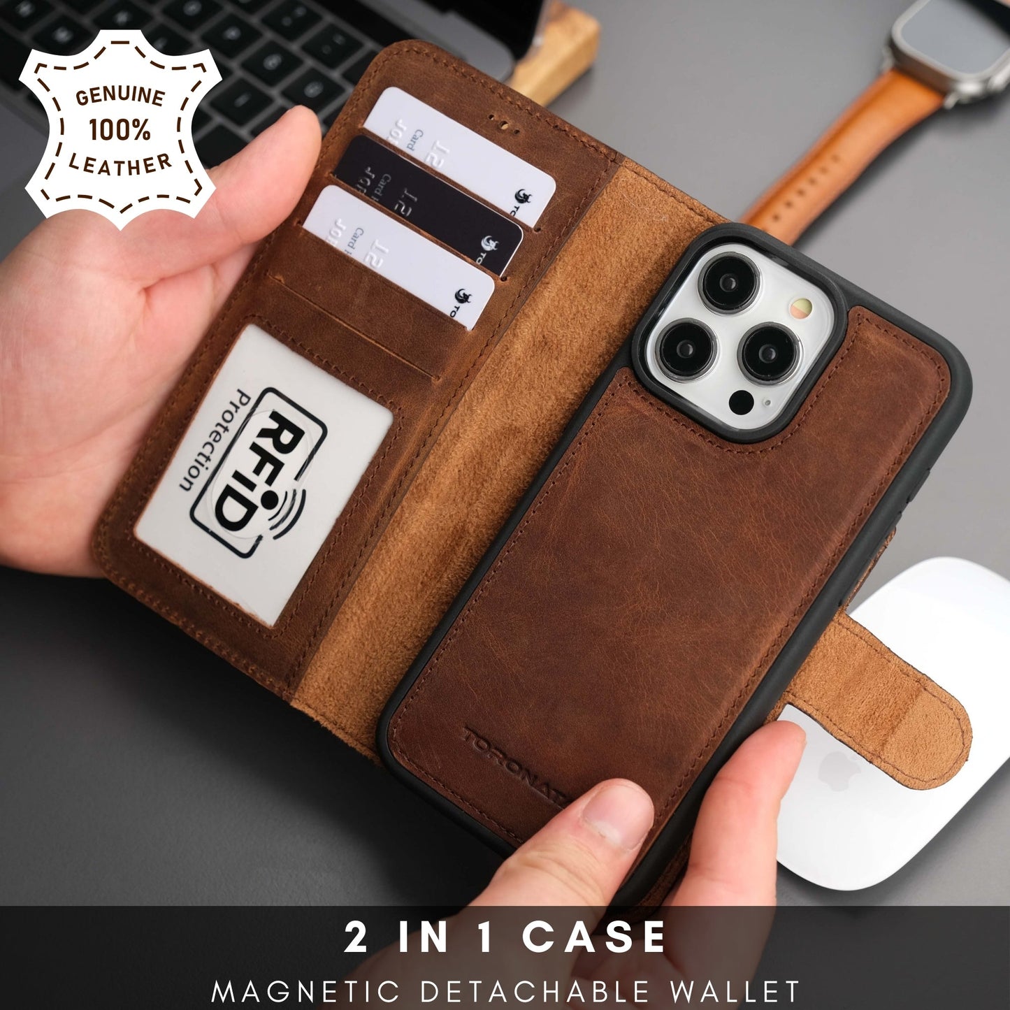 Casper iPhone 16 Pro Max Wallet Case Leather MagSafe Cover