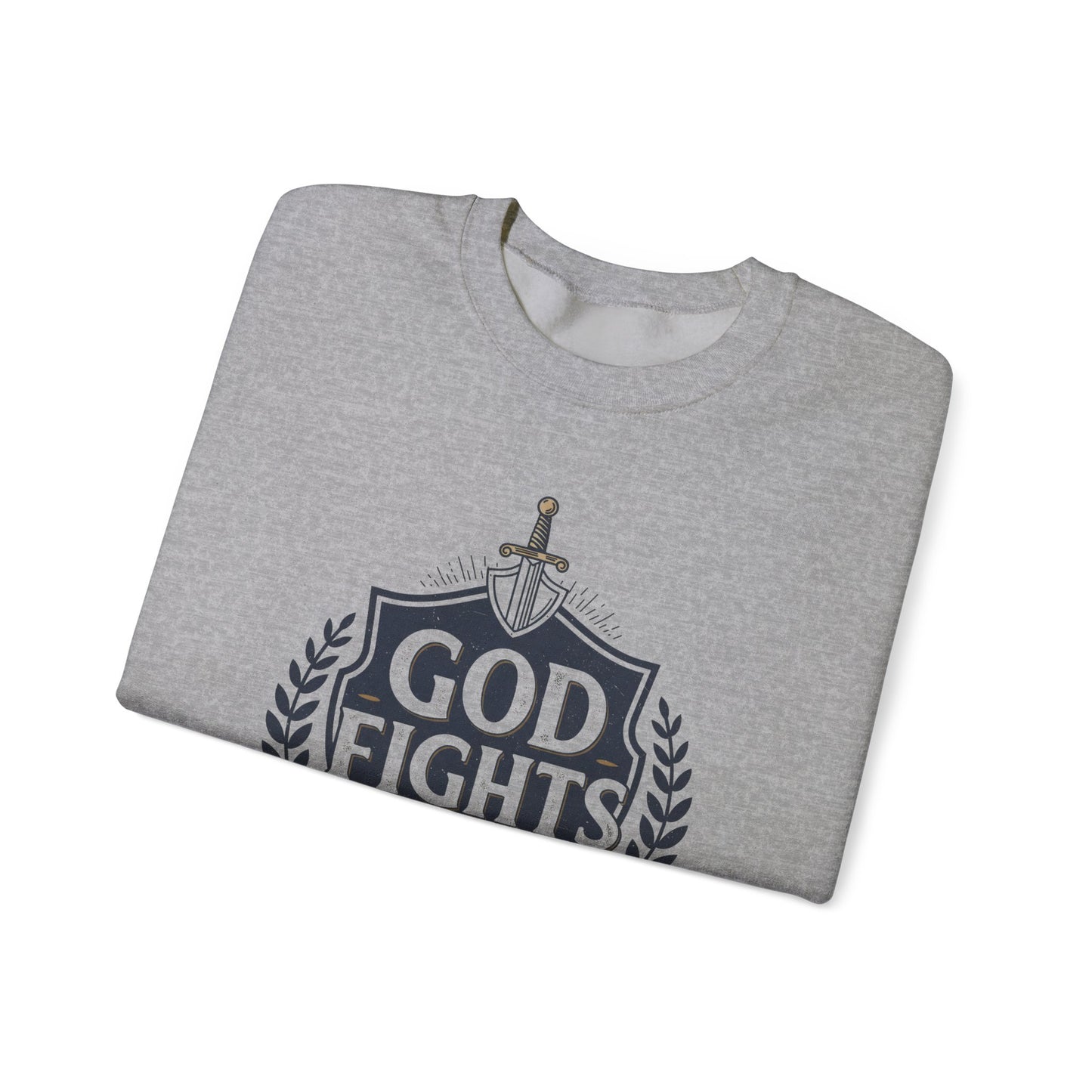 God fights for me Unisex Heavy Blend™ Crewneck Sweatshirt - Stylemz