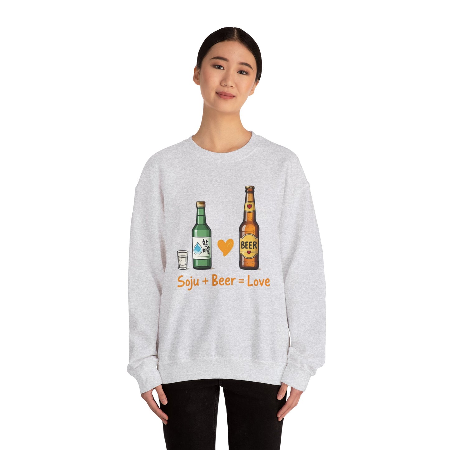 Soju + Beer = Love Unisex Heavy Blend™ Crewneck Sweatshirt - StyleMZ